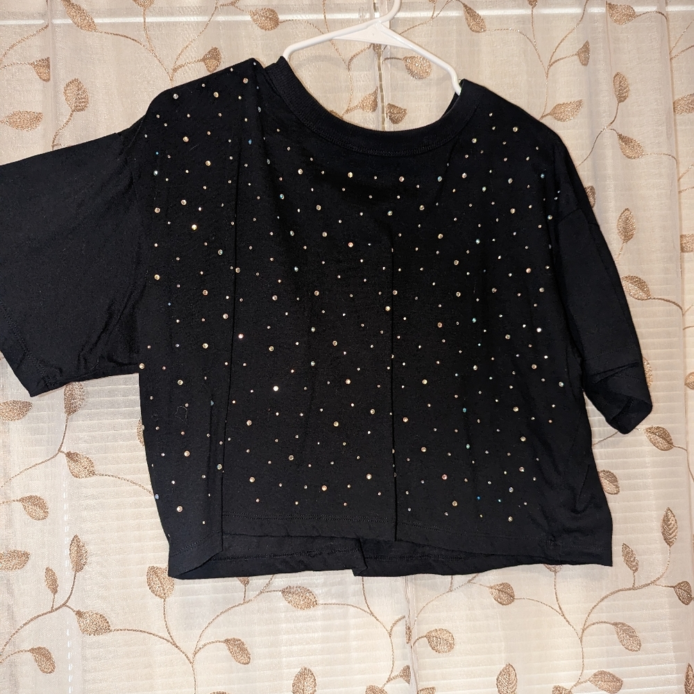 Wild Fable rhinestone cropped tee
